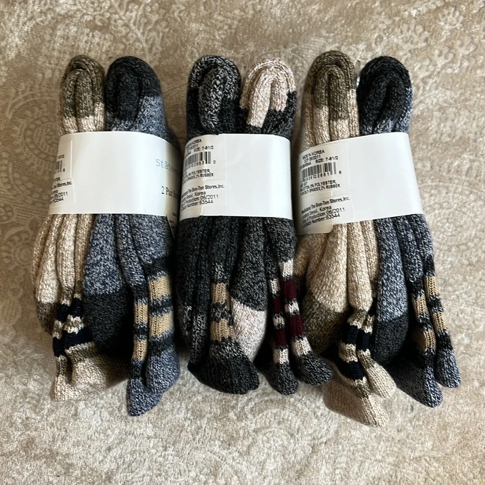 Brand New Statements 6 Pairs of Boys Striped Cotton Boot Socks Neutral Fall